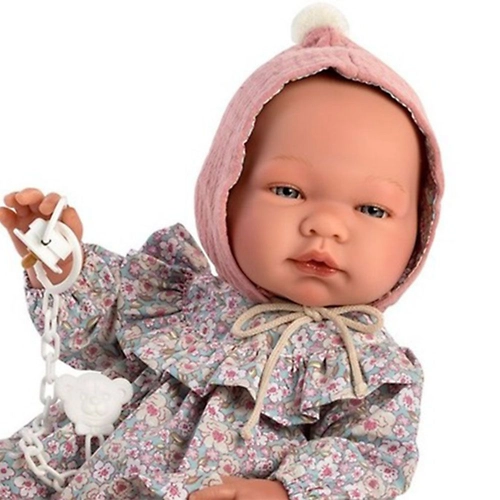 Детска кукла бебе Мария с розова шапка и рокля на цветя | PAT443