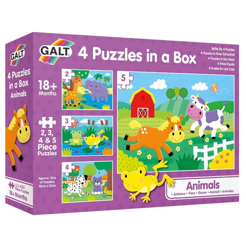 Комплект 4 детски пъзела в кутия за най-малките Животни | PAT507