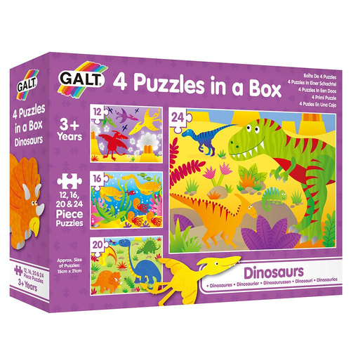 Комплект четири детски пъзела в кутия Динозаври | PAT524