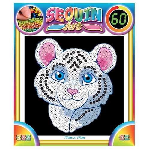 Детски творчески комплект Sequin Art Изкуство с пайети за 60 минути Бял тигър | PAT613