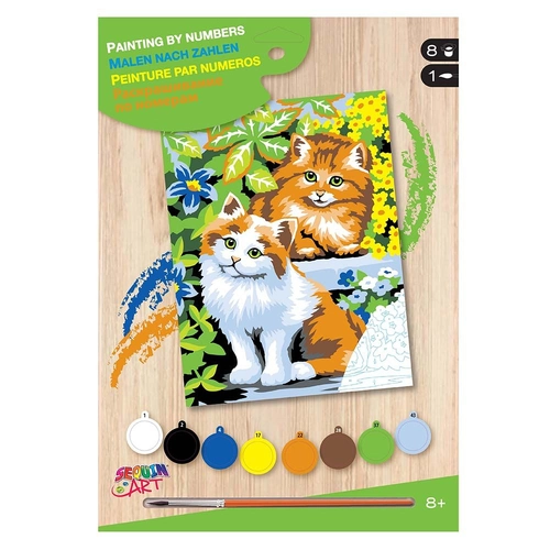 Детски комплект Sequin Art Рисуване по номера с акрилни бои Котки | PAT646