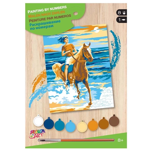 Детски комплект Sequin Art Рисуване по номера с акрилни бои Момиче на кон | PAT647