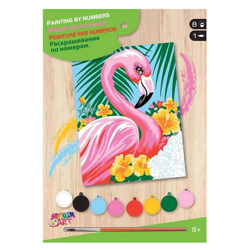 Детски комплект Sequin Art Рисуване по номера с акрилни бои Фламинго | PAT649