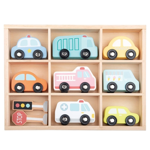 Комплект детски дървени автомобили и пътни знаци | PAT663