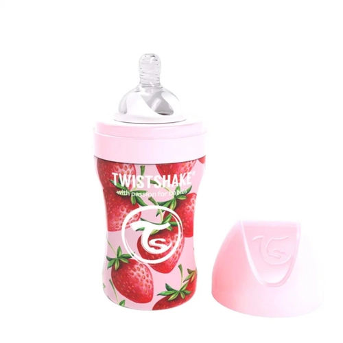 Бебешко шише 260 мл от неръждаема стомана Розова ягода | PAT882