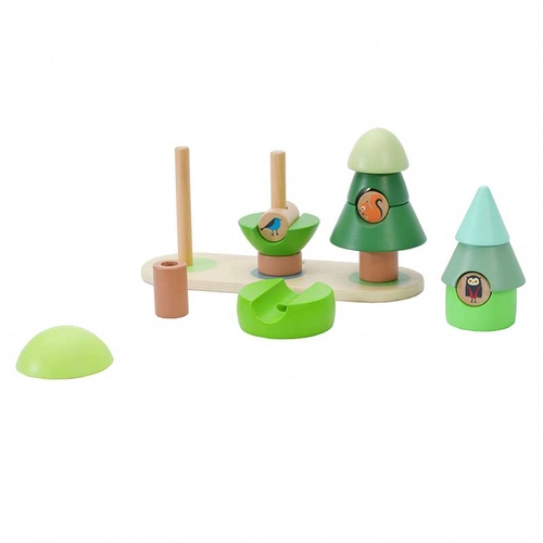 Детска дървена играчка Кубчета за нанизване Гора | PAT1035