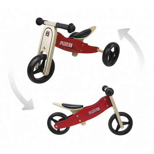 Детско червено дървено колело за баланс 2 в 1 Funbee  | PAT1041