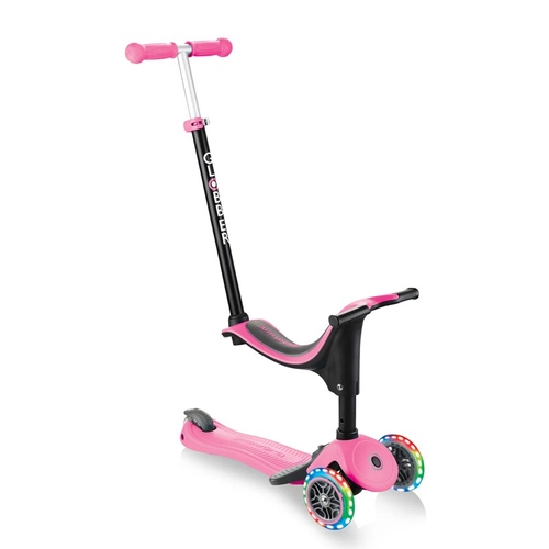 Детска тротинетка Globber 4 в 1 със стабилизатор, GO UP Sporty Plus Lights – наситено розова | PAT1203