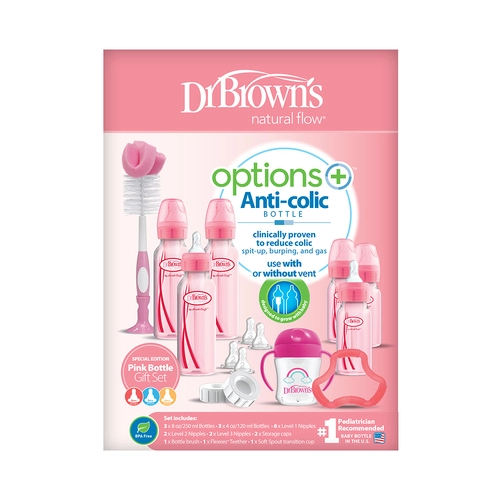Подаръчен комплект розови бебешки шишета Options + | PAT2240