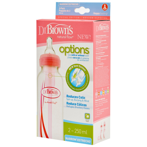 Комплект 2 бр. розови бебешки шишета Narrow-Neck Options 250 ml.  | PAT2248