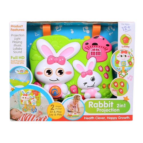 Бебешка играчка с прожектор Сладки зайчета розов | PAT2272