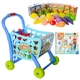 Детска синя музикална количка за пазаруване  - 1