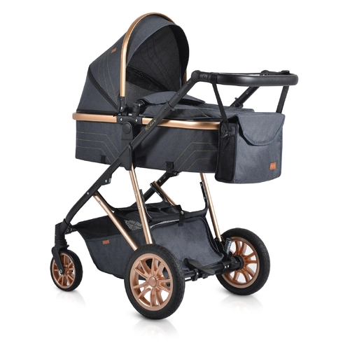 Бебешка черна комбинирана количка 2в1 Midas | PAT3006