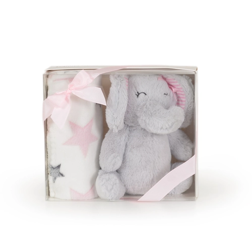 Бебешко одеяло 90/75 cm с играчка Elephant pink | PAT3145