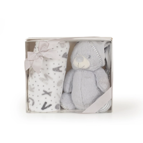 Бебешко одеяло с играчка 90/75 cm Grey bear | PAT3146
