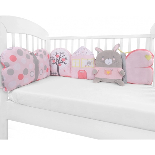 Комплект бебешки плюшени възглавници за кошара Pink Bunny | PAT3398