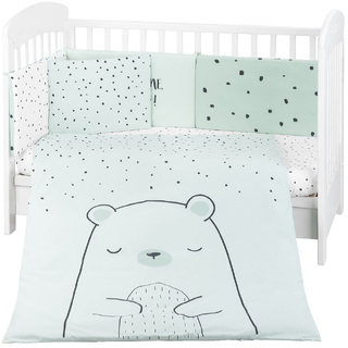 Бебешки спален комплект от 6 части Bear with me Mint 60 х 120 cm
