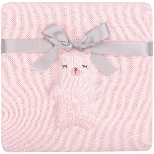 Бебешко плетено памучно одеяло Bear with me Pink | PAT3740