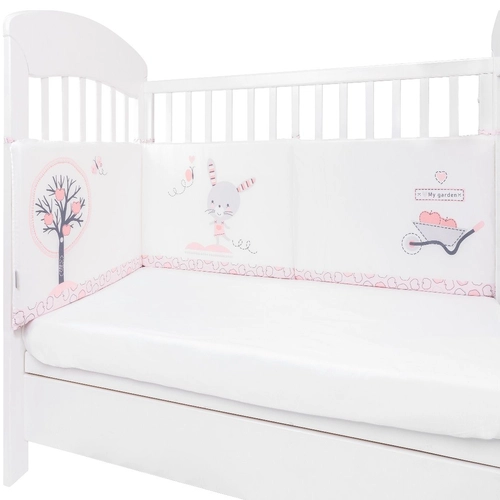 Обиколник за бебешко легло с дунапрен 180 cm Pink Bunny | PAT3788