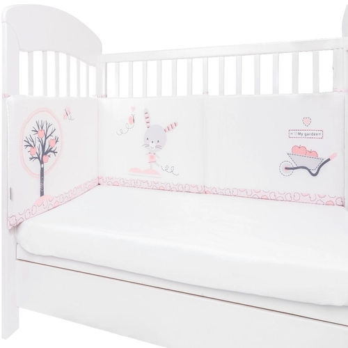 Обиколник за бебешко легло с дунапрен 210 cm Pink Bunny | PAT3790