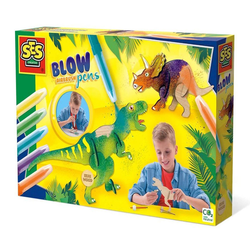 Детски флумастри SES за оцветяване с издухване на въздух динозаври | PAT3934