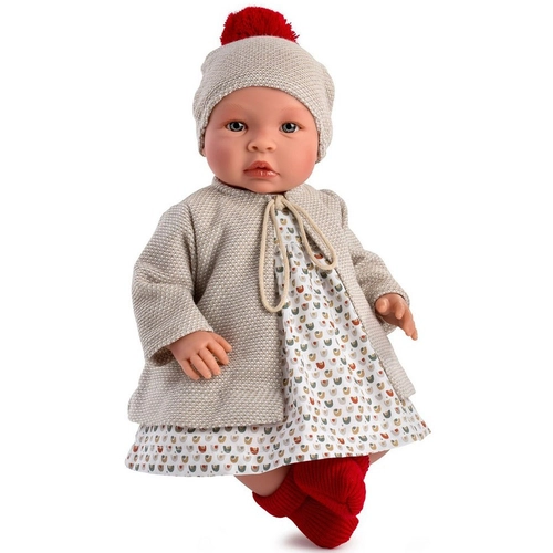 Детска кукла за игра Лея, с шапка с червен пискюл | PAT4111