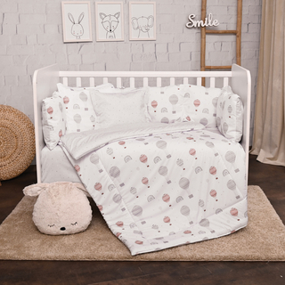 Бебешки спален комплект Лили Ранфорс Сиви Балони