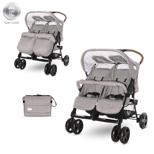 Бебешка количка за близнаци Twin Steel Grey | PAT4430