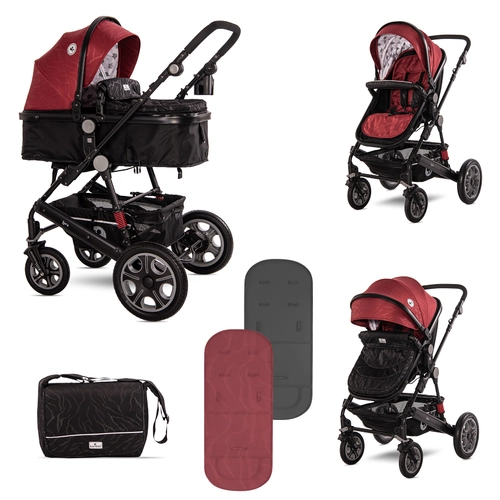 Бебешка комбинирана количка Lora Luxe Red Elephants | PAT4482