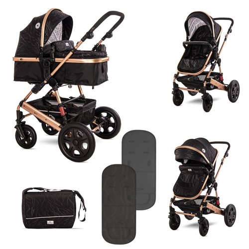 Бебешка комбинирана количка Lora Luxe Black | PAT4483