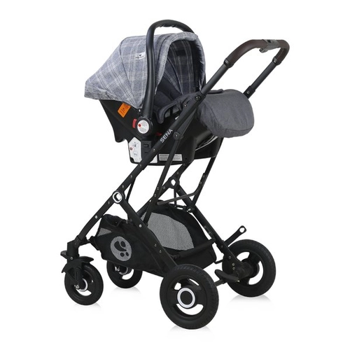 Бебешка комбинирана количка Sena Set Grey Squared  - 3