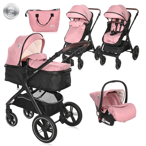 Бебешка комбинирана количка Viola Set Pink | PAT4512