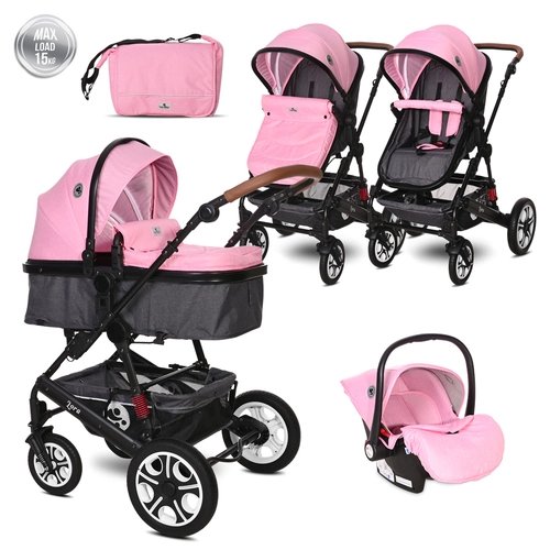 Бебешка комбинирана количка Lora Set Candy Pink | PAT4528