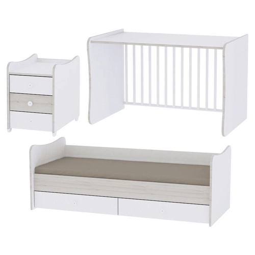 Детско трансформиращо дървено легло Maxi Plus 70/160 Бяло/Розов crossline | PAT4556