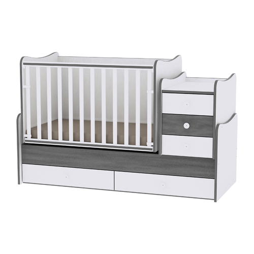Детско трансформиращо дървено легло Maxi Plus New бяло/винтидж сиво | PAT4558