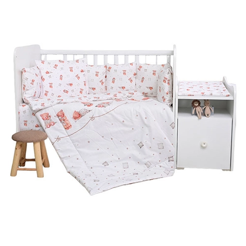 Сет за детско легло Тренд Ранфорс 5 части Мече с възглавничка Бежово | PAT4669