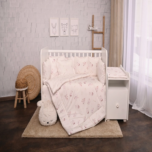 Спален комплект за детско легло Тренд Екрю зайчета Ранфорс | PAT4675