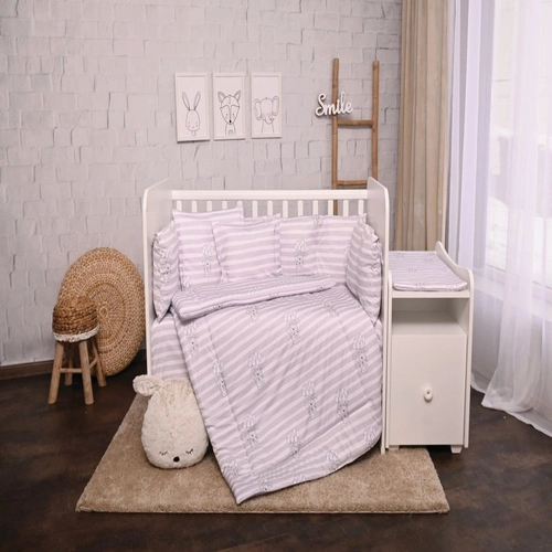 Спален комплект за детско легло Тренд Сиво райе Ранфорс | PAT4676