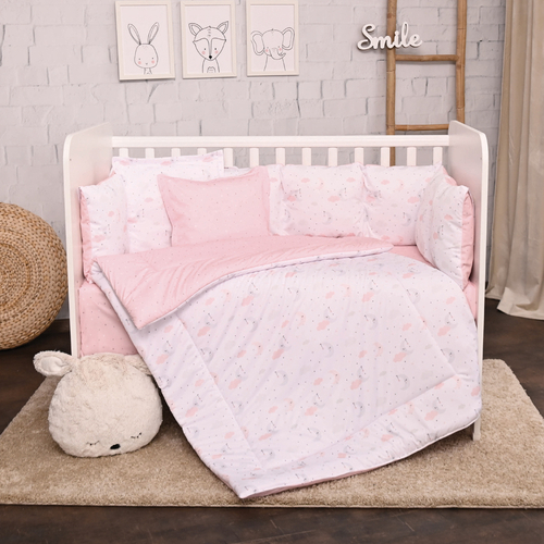 Бебешки спален комплект Лили Ранфорс Розово Луни и Звезди | PAT4863