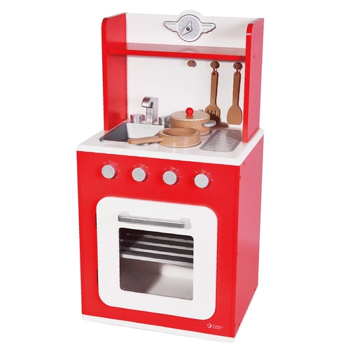 Детска дървена червена кухня за игра  | PAT5026