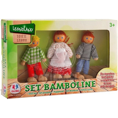 Семейство 3 Кукли с дървени елементи Globo Legnoland 