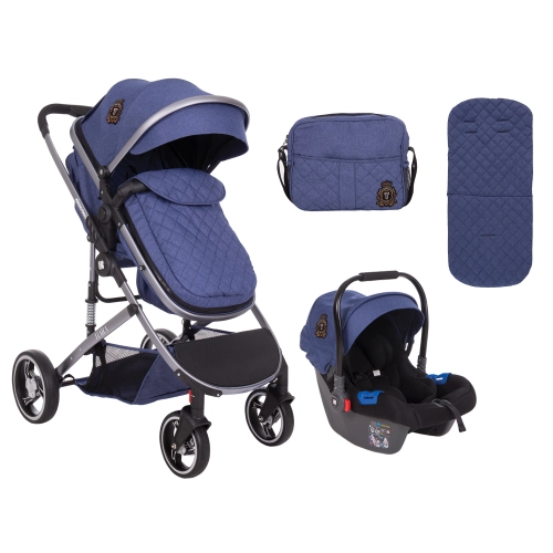 Бебешка комбинирана количка 3 в 1 Tiara Dark Blue | PAT5106