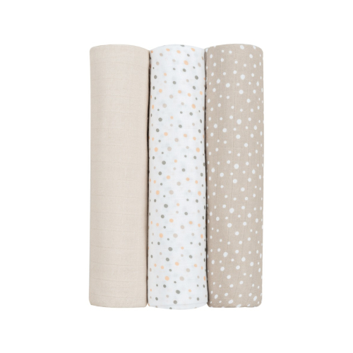 Комплект 3бр муселинови пелени 100х100 см Dots Beige | PAT5190