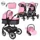 Бебешка комбинирана количка Lora Set Candy Pink  - 1