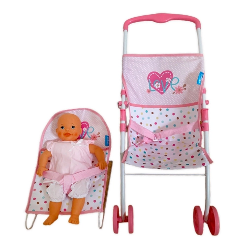 Детски игрален комплект Love количка, шезлонг и кукла | PAT6638