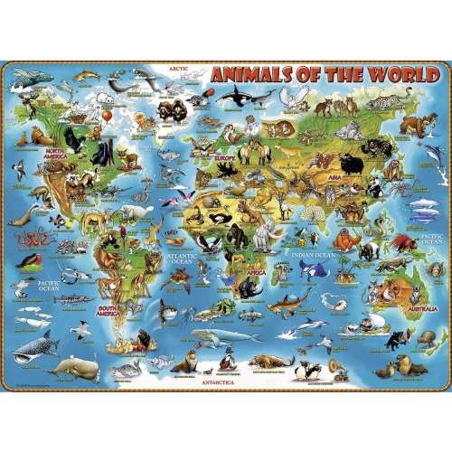 Детски пъзел Животинска карта на света 300 елемента XXL  | PAT7423