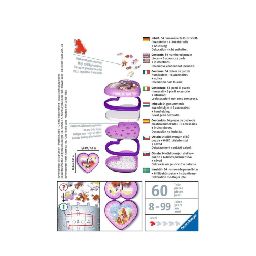 Детски 3D пъзел Кутия за бижута сърце Коне 54 елемента | PAT7488