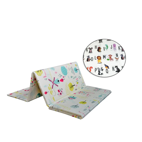 Двустранно килимче за игра Цветна поляна/ABC 180x200x1.5 | PAT7678