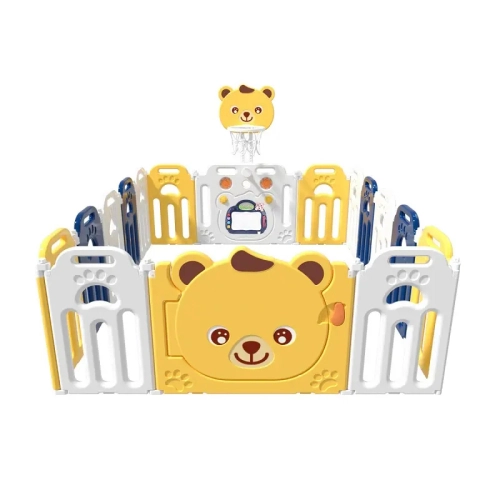 Бебешка ограда ZOO бяло-синьо-жълто с баскетболен кош | PAT7683