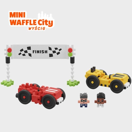 Детски мини вафлен конструктор - Състезание с коли 80 части  - 3
